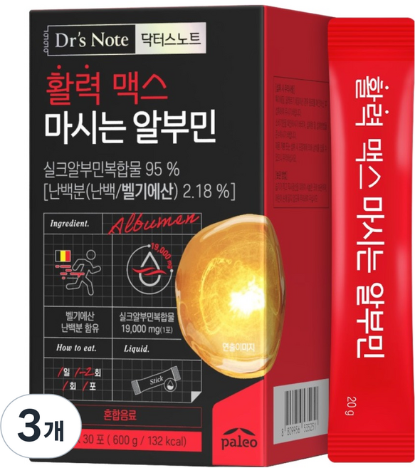 닥터스노트 활력 맥스 마시는 알부민 30p, 600g, 3개