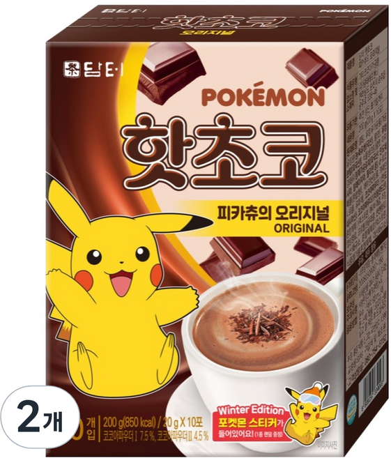 담터 포켓몬 핫초코 분말 피카츄의 오리지널, 20g, 10개입, 2개