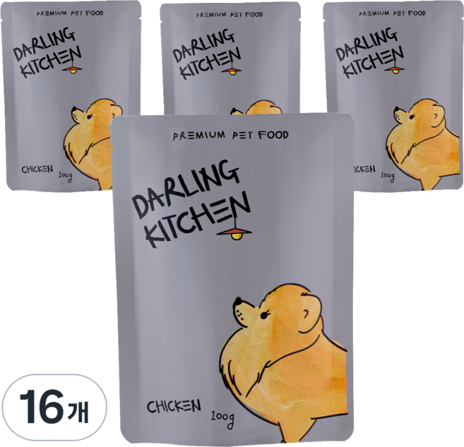 달링키친 전연령 강아지 자연화식 사료, 닭, 16개, 100g
