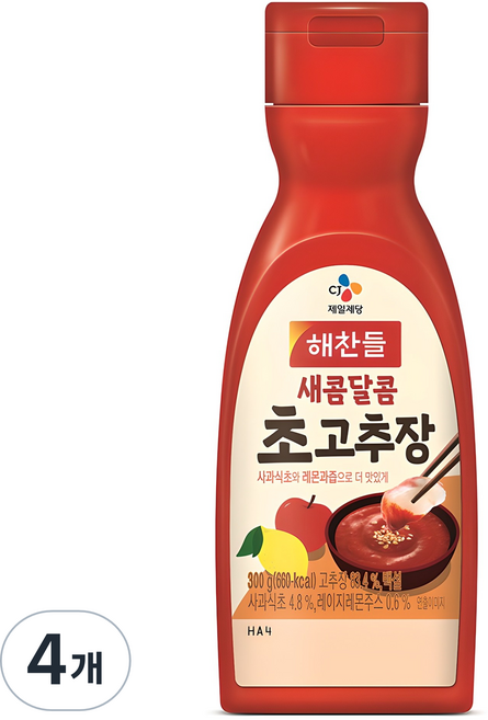 해찬들 새콤달콤 초고추장, 300g, 4개