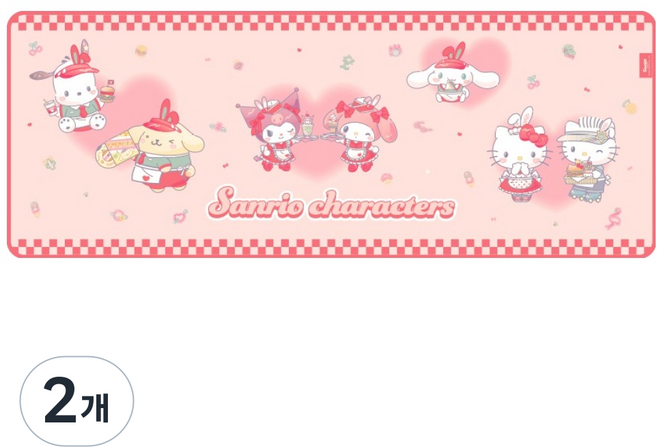 로이체 산리오 캐릭터즈 논슬립 데스크 마우스 키보드 장패드 SAN-RMP-D-GRP, 혼합색상, 2개