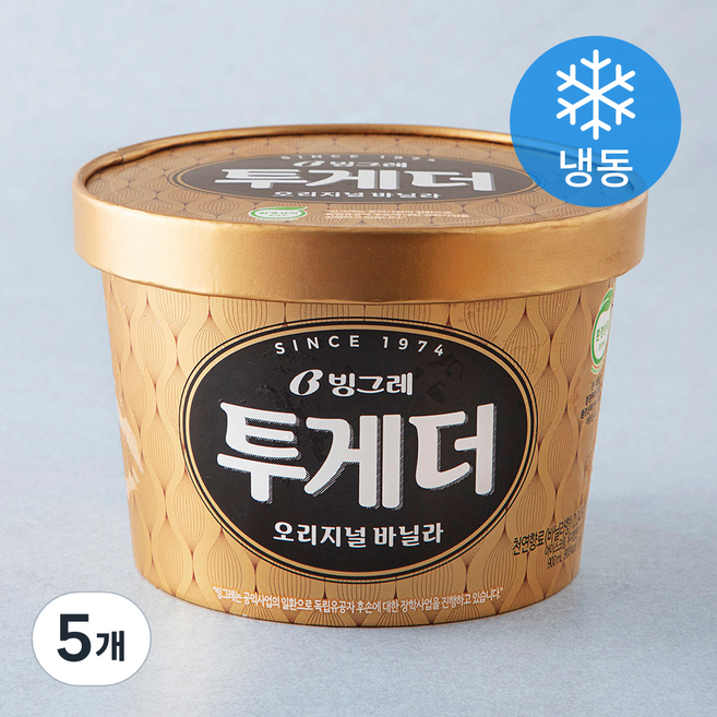 빙그레 투게더 오리지널 바닐라 아이스크림 (냉동), 900ml, 1개입, 5개