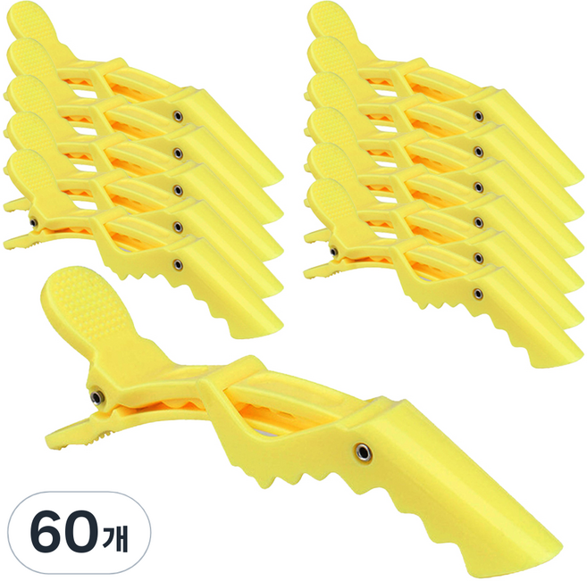 걸핀스 파스텔 헤어클립 미용 집게핀 대형 1520, 60개, 옐로우