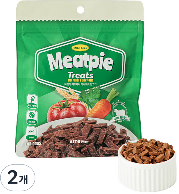 바잇미 강아지 미트파이 노즈워크 초미니 트릿, 60g, 2개, 양고기