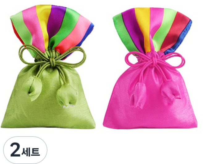 indi.k 七彩絲綢福袋 2款 x 2入組, 2套, 亮綠色, 紫紅色