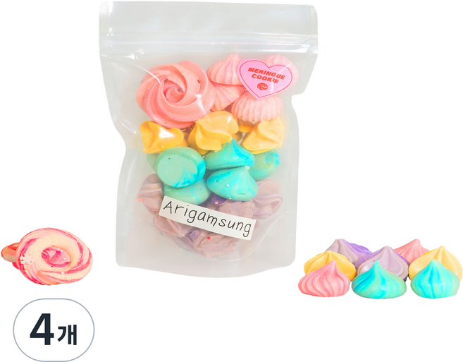 아리감성 지퍼팩형 오리지널 머랭쿠키, 24g, 4개