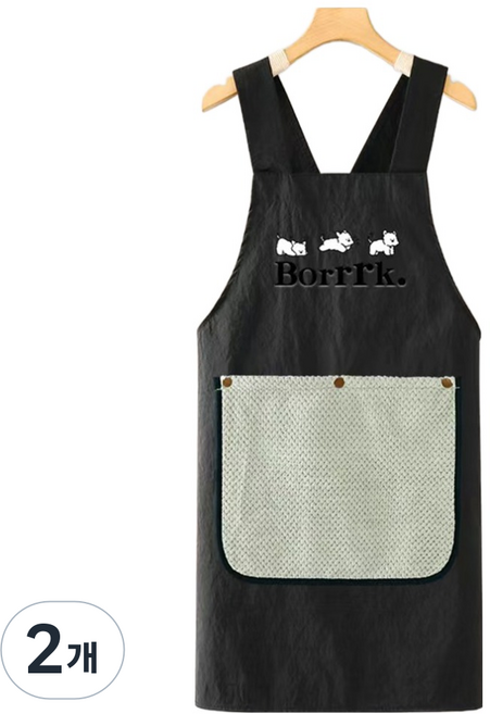 데이소이 손수건 탈부착 주방 앞치마 ONE SIZE, 03 블랙, 2개