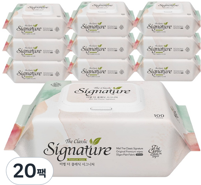 미엘 더 클래식 시그니처 물티슈 캡형, 55g, 100개입, 20개