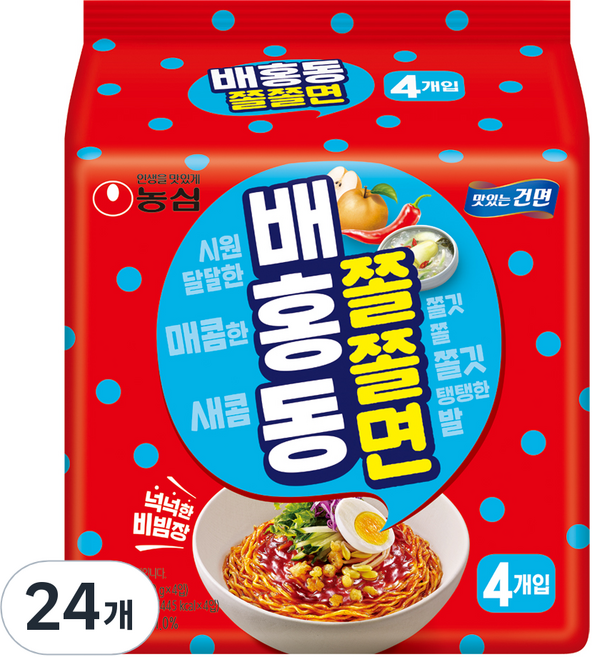 농심 배홍동 쫄쫄면 129g, 24개