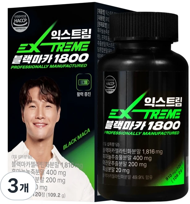 익스트림 블랙마카 1800, 120정, 3개 - 쿠팡