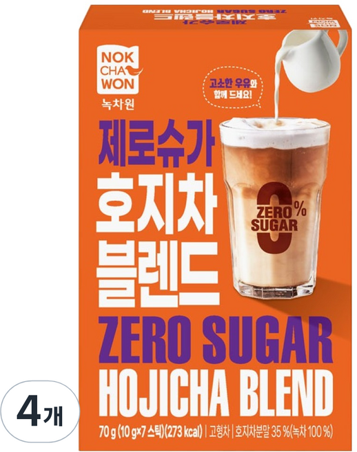 NOKCHAWON 綠茶園 零糖焙茶混合, 4個, 7入, 10g