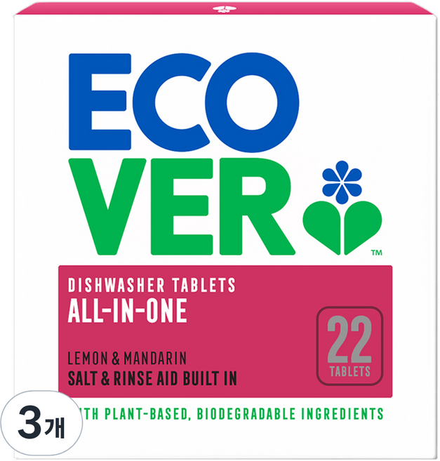 에코버 뉴 올인원 식기세척기세제 타블렛, 440g, 3개
