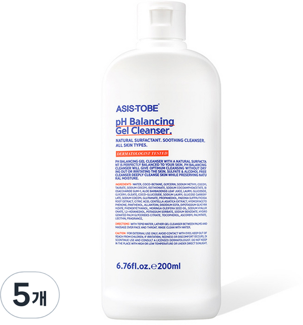 애즈이즈투비 PH 밸런싱 젤 클렌저, 200ml, 5개