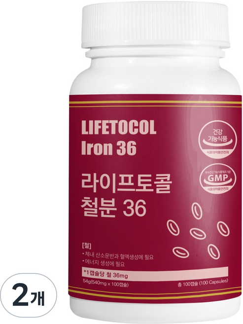 라이프토콜 철분 36 54g, 2개, 100정