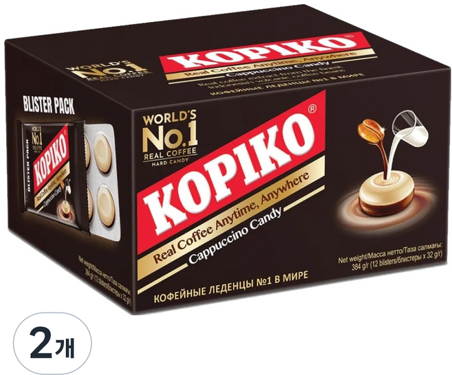 KOPIKO Mayora卡布奇諾口味糖果泡芙包 12入, 2個, 384克