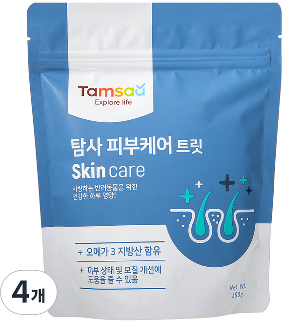 탐사 강아지 뉴트리션 트릿 영양제, 300g, 피부/피모, 4개