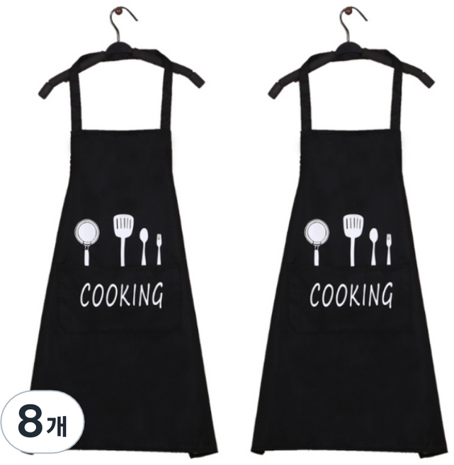 잇츠온 쿠킹 방수 앞치마, 블랙, 8개