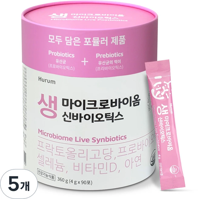 휴럼 마이크로바이옴 생 신바이오틱스 90p, 360g, 5개 - 쿠팡
