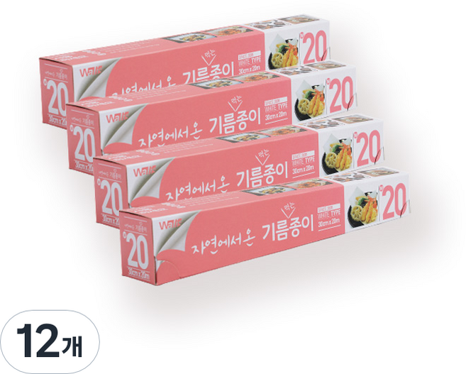 월리스 자연에서 온 기름 먹는 종이 화이트, 12개