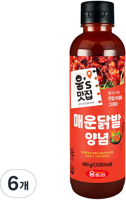 움트리 매운닭발양념, 480g, 6개