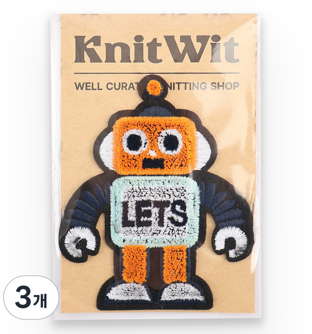 KnitWit 毛圈布機器人臂章, 3個, 混合色