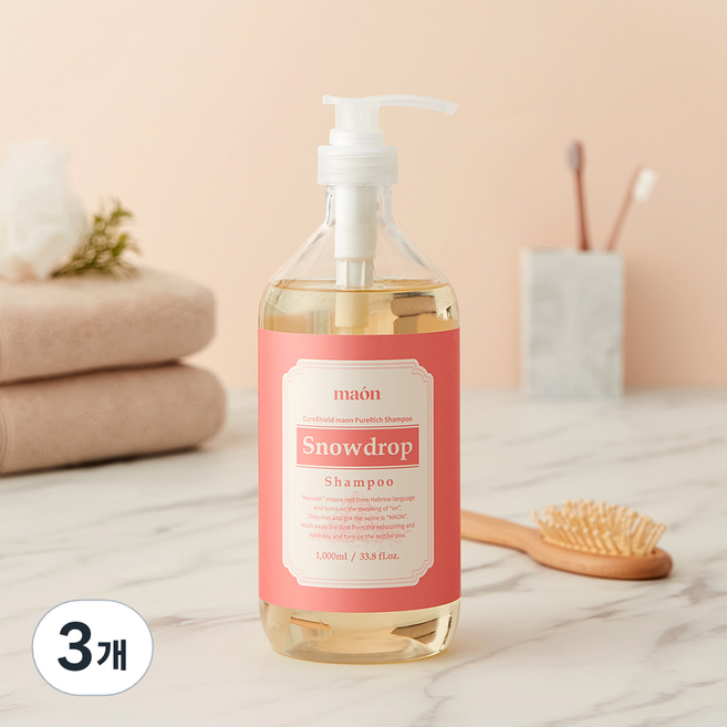 큐어실드 마온 약산성 비건 샴푸 스노우드롭 파우더향, 3개