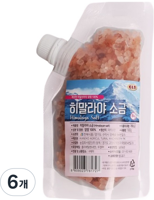 GLD 히말라야 소금, 180g, 6개
