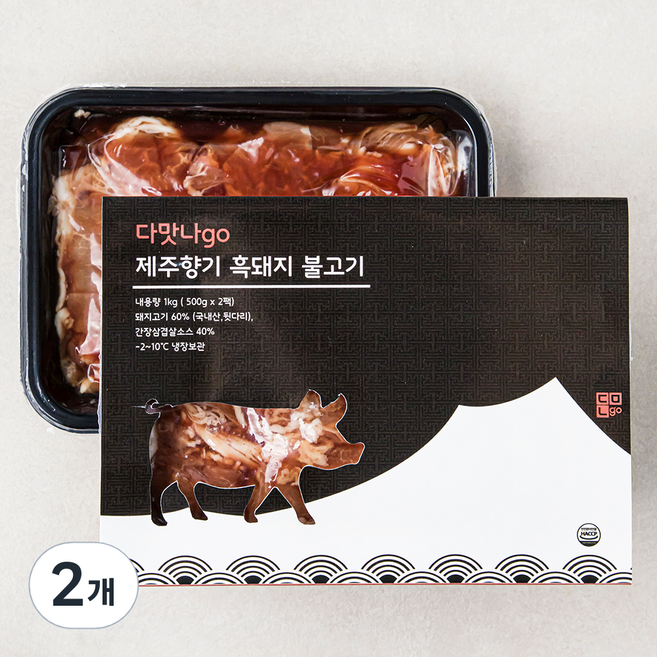 다맛나고 제주향기 흑돼지 불고기, 1kg, 2개