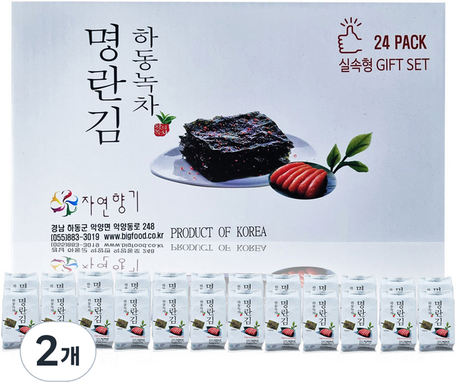 하동권여사 하동녹차 도시락 명란김 실속형 선물세트, 144g, 2개