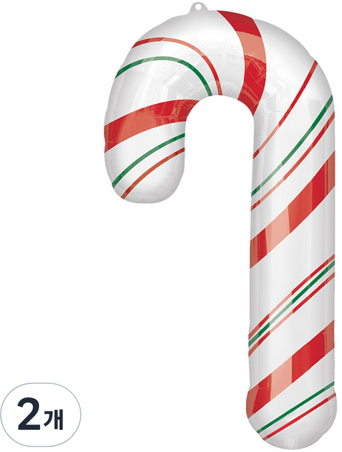 아나그램 메리크리스마스 슈퍼쉐입 캔디케인 은박풍선, 화이트, 2개