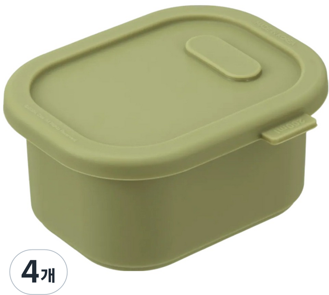 디아르 플래티넘 실리콘 냉동밥보관 밀폐용기 올리브그린, 4개, 200ml