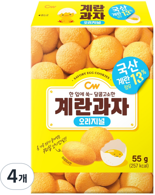 청우식품 계란과자 오리지널, 4개, 55g