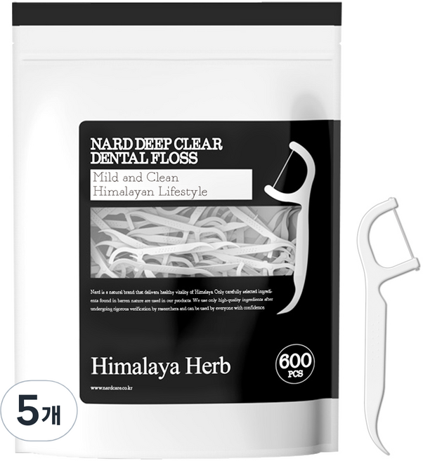 나드 딥클리어 덴탈 치실, 600개입, 5개