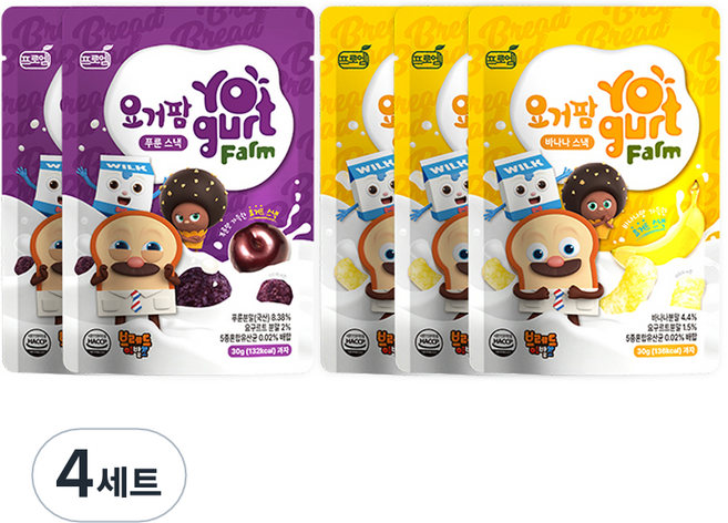 프로엠 요거팜 푸룬 스낵 30g x 2p + 바나나 스낵 30g x 3p 세트, 푸룬맛, 바나나맛, 4세트