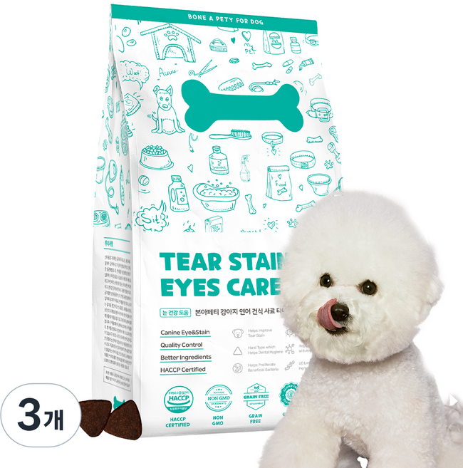 본아페티 강아지 기능성 사료, 눈물개선/눈건강, 1kg, 3개