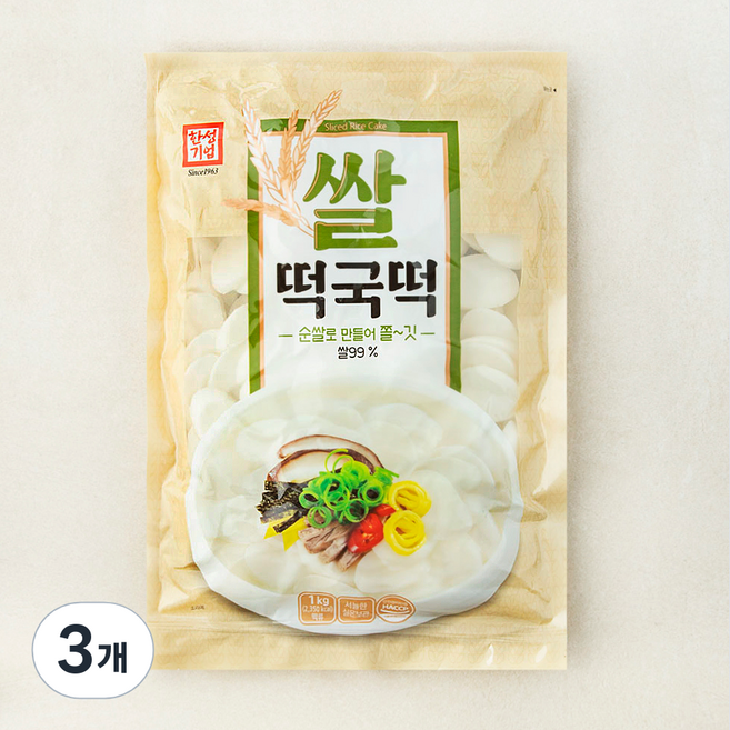 한성기업 쌀 떡국떡, 1kg, 3개