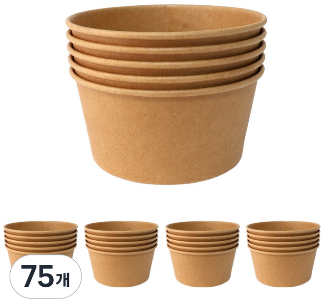 Bloom at home 牛皮紙小吃容器, 75個, 1개입