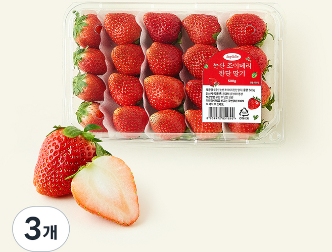 수플린 논산 조이베리 한단 딸기, 500g, 3개
