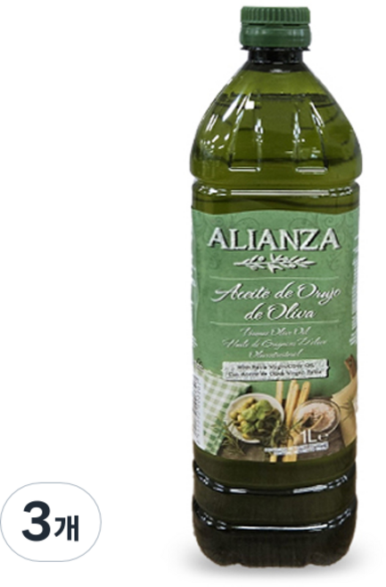 알리안자 포머스 올리브오일, 3개, 1L
