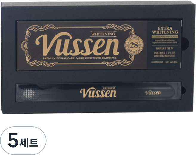 뷰센 28 치약 + 칫솔 검정색 덴탈세트, 5세트