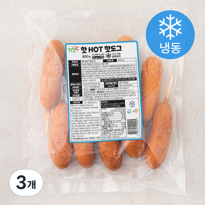 자연도씨 핫 HOT 핫도그 (냉동), 80g, 10개입, 3개