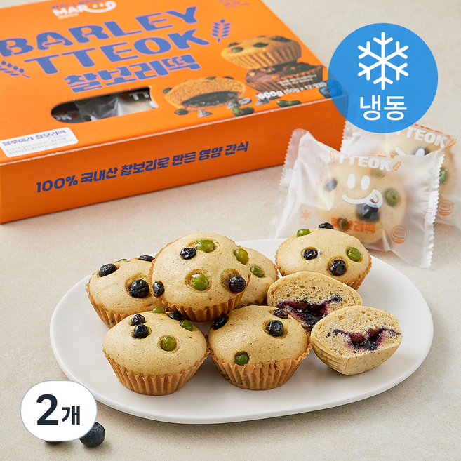 웰빙마루 국내산 찰보리 100% 블루베리 찰보리떡 (냉동), 50g, 2개, 12개입