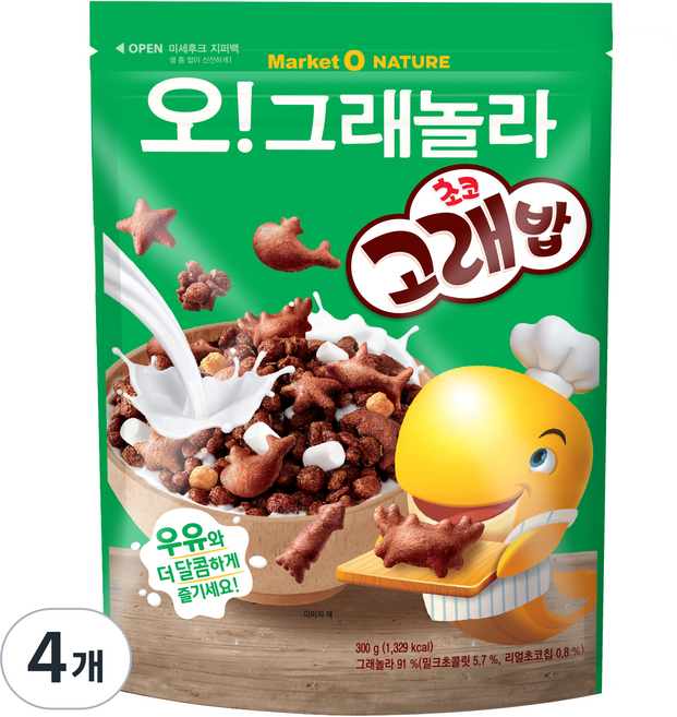 마켓오네이처 오리온 오!그래놀라 초코고래밥, 300g, 4개