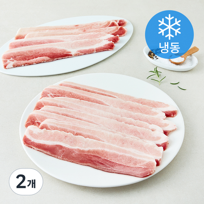 대패 삼겹살 슬라이스 베이컨용 (냉동), 2개, 1kg