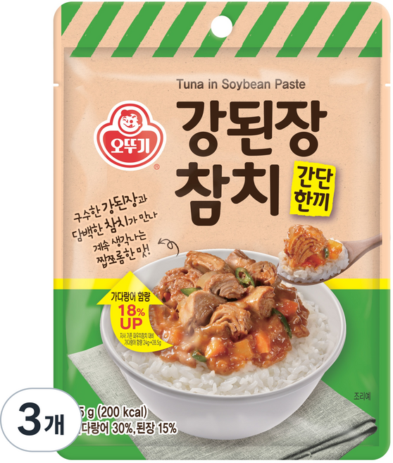 오뚜기 간단한끼 강된장 참치 파우치, 95g, 3개