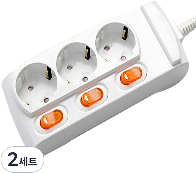 거성산업 개별 스위치 멀티탭 3구 GS-C16A3S 1p + 안전커버 랜덤발송 2p 세트, 6m, 혼합색상, 2세트