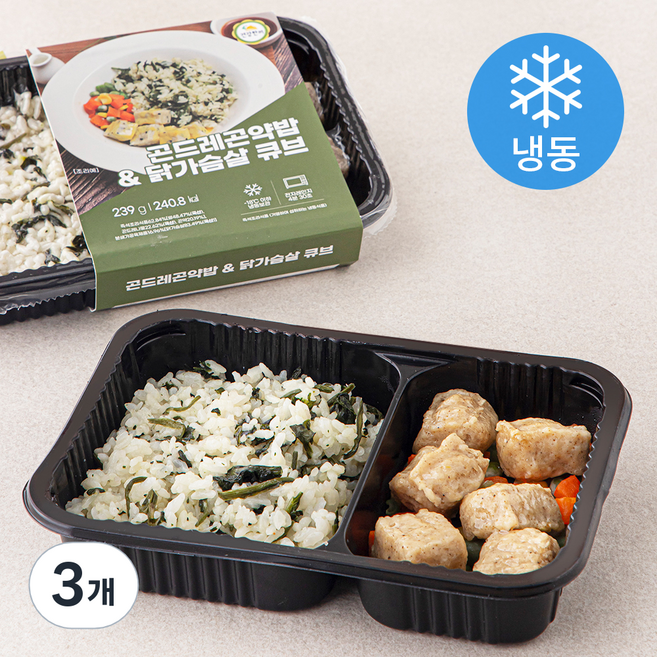 건강한끼 곤드레곤약밥 & 닭가슴살큐브 (냉동), 239g, 3개