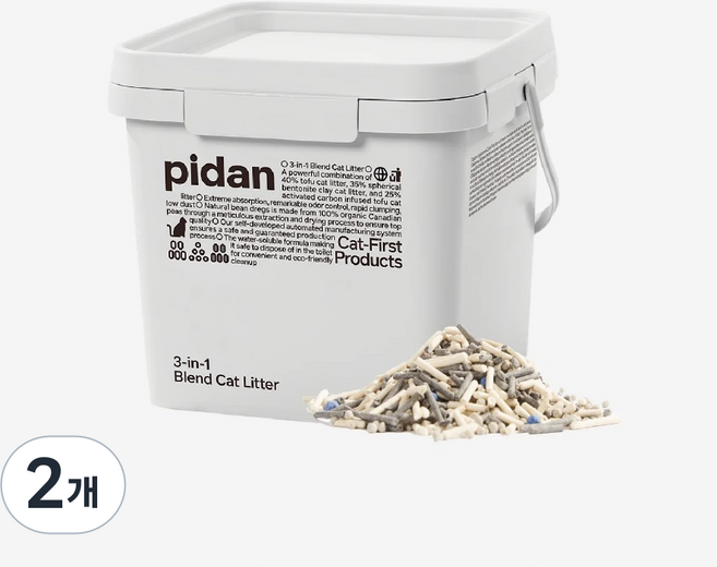 피단 페페 스페셜 블랜딩 3 in 1 두부 벤토 활성탄 고양이 모래, 5.2kg, 2개