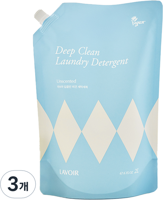 [비건라이프] 라브아 딥클린 비건 세탁세제 리필, 2L, 3개