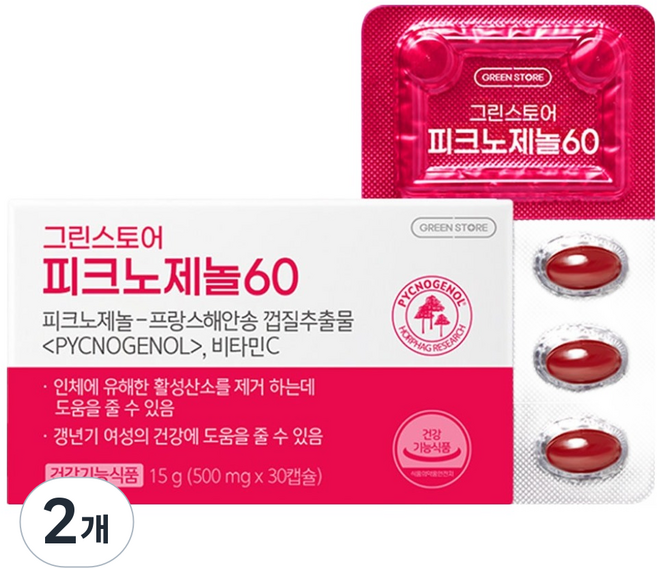 그린스토어 피크노제놀60 영양제 15g, 2개, 30정